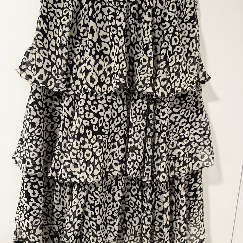 She + Sky Black and White Animal Print Maxi Skirt